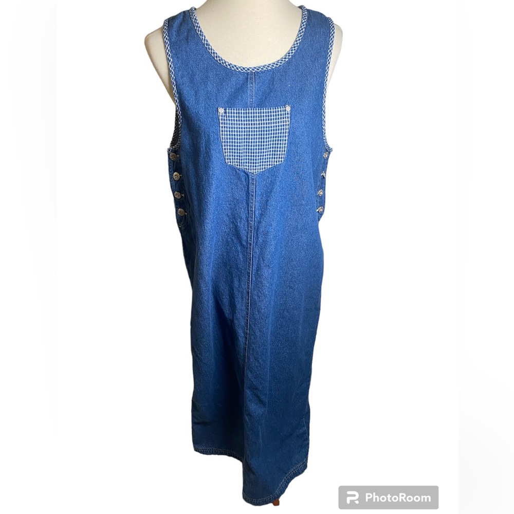 Vintage 90s Denim Maxi Dress with Front Pocket